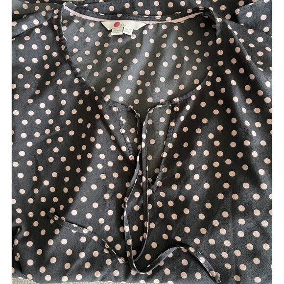 Boden Womens 3/4 Sleeve Gray w/Pink Polka Dot Blouse Sz 16 Casual Retro Workwear - Picture 5 of 8